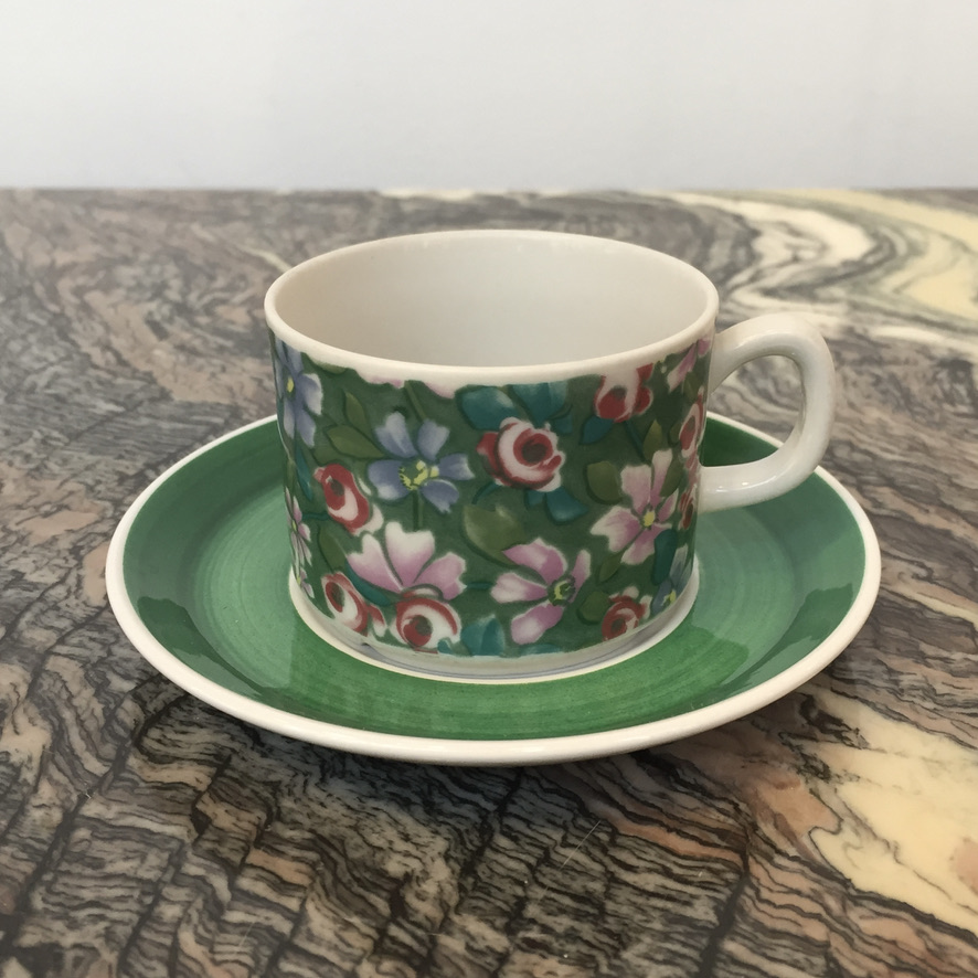 Green "Flox/Phlox" Coffee Cup with Saucer