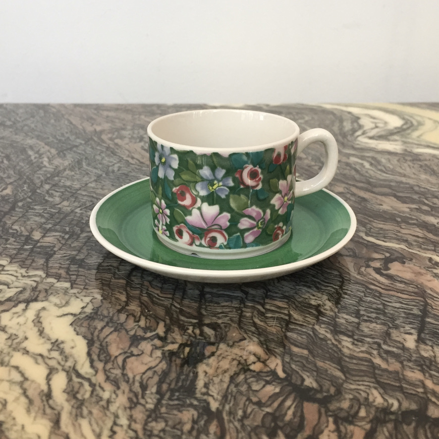 Green "Flox/Phlox" Coffee Cup with Saucer
