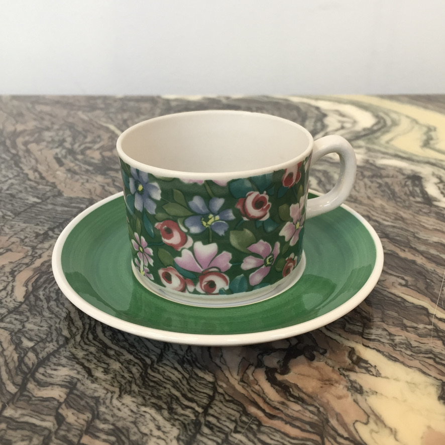 Green "Flox/Phlox" Coffee Cup with Saucer