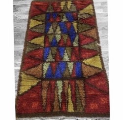 Retro Swedish Designer Rya Rug 'Kyrk Fönster'