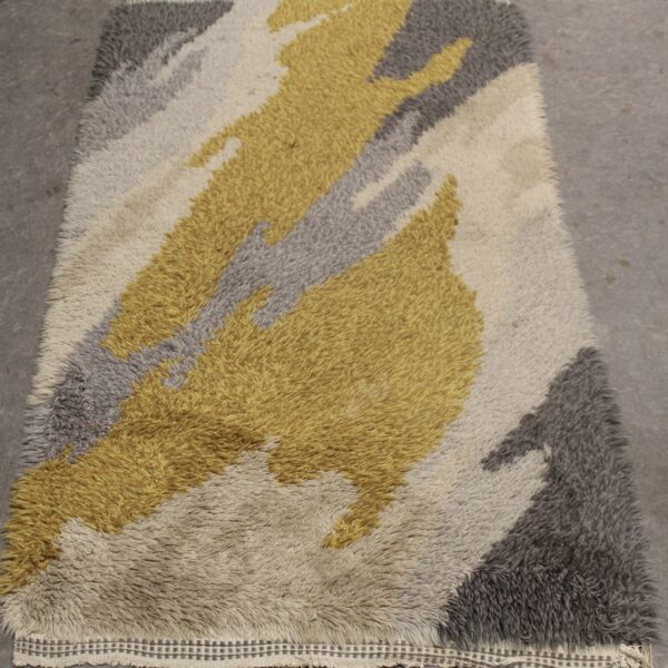 Retro Swedish Rya Rug - 'Stone Face'